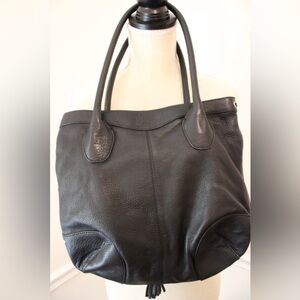 The Sak Elegant 100% Cowhide Leather Black Tote Hand Bag Satchel